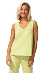Textured Peruvian Cotton V-Neck Tank - 10014
