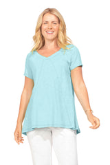 Easy Swing Shape Cotton V-Neck Tunic - 10022