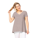 Easy Swing Shape Cotton V-Neck Tunic - 10022