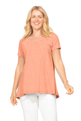 Easy Swing Shape Cotton V-Neck Tunic - 10022