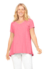 Easy Swing Shape Cotton V-Neck Tunic - 10022