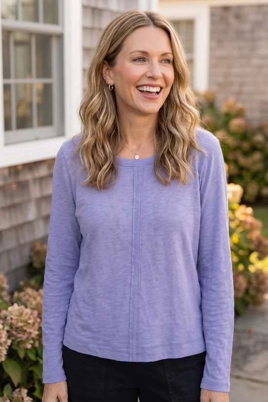Textured Peruvian Cotton Slub Stay Centered Tee - 10030