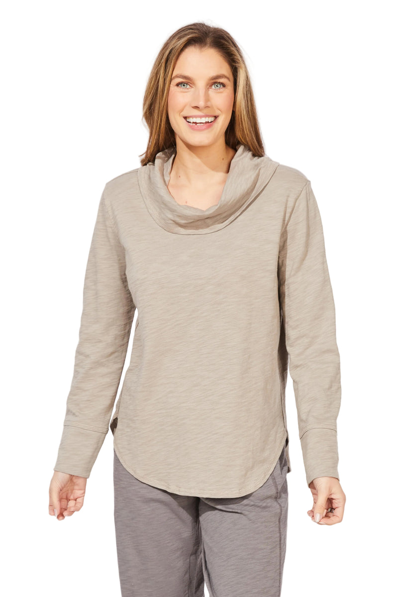 Textured Peruvian Cotton High Lo Cowl - 10036