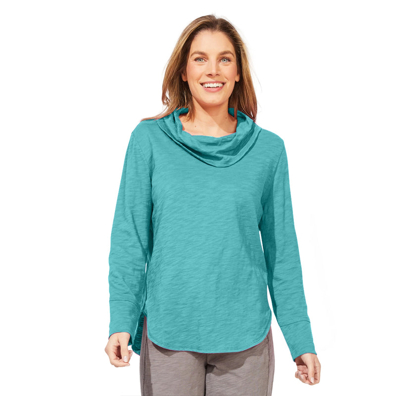 Textured Peruvian Cotton High Lo Cowl - 10036
