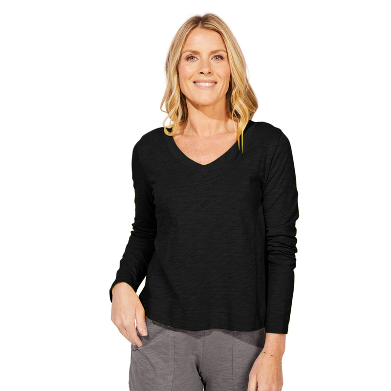 Textured Peruvian Cotton Soft V Neck Tee - 10037