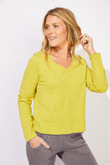 Textured Peruvian Cotton Soft V Neck Tee - 10037