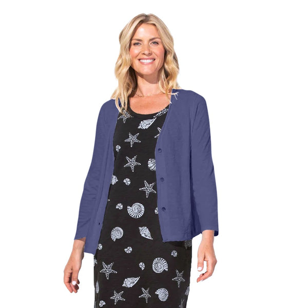 Short V-Neck Cotton Chill Jacket in Navy - 10060-NVY - Size S Only!