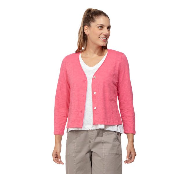 Short V-Neck Cotton Chill Jacket in Watermelon - 10060-WMN - Size XXL Only!