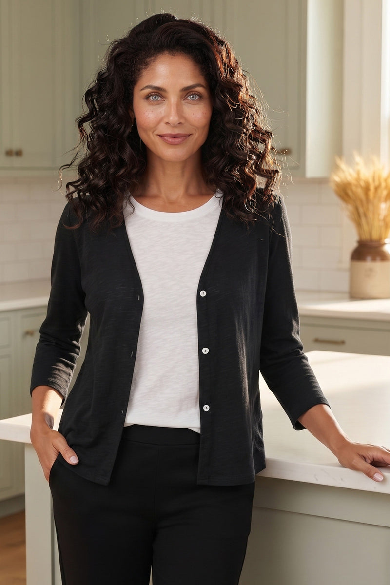 Textured Peruvian Cotton Chill Jacket — black
