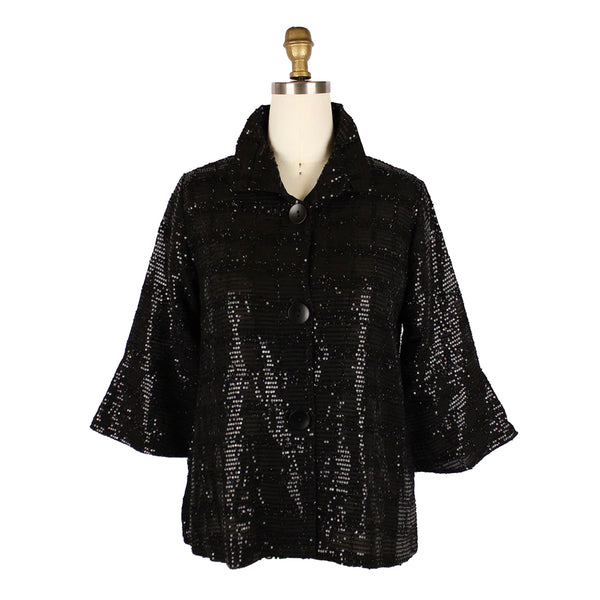 Damee Short Sequin Jacket in Black - 4929