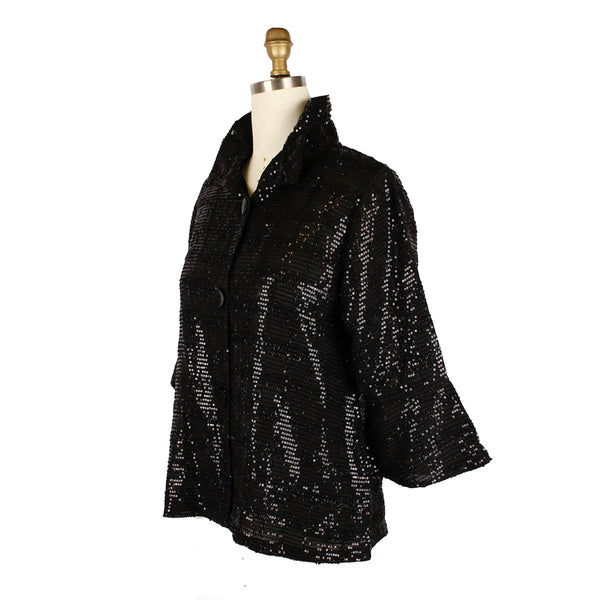 Damee Short Sequin Jacket in Black - 4929