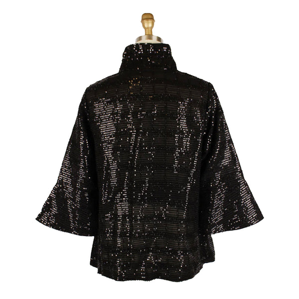 Sequin Striped Short Jacket in Black - 4929