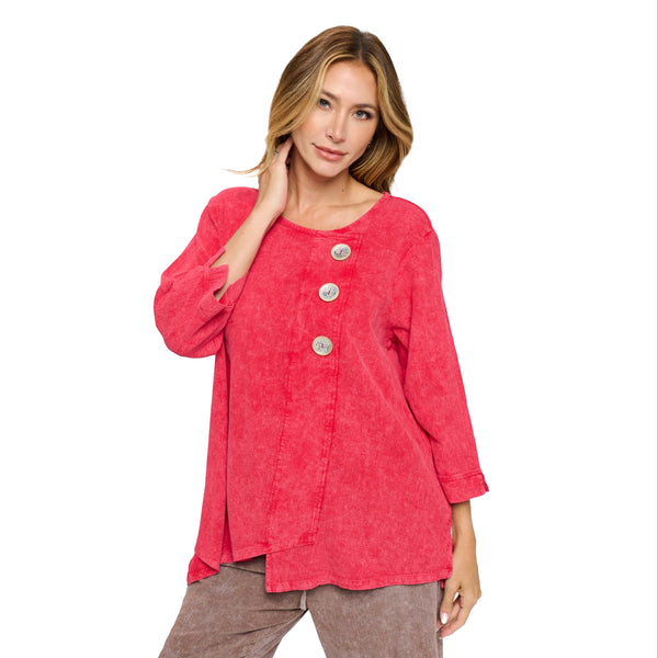 Mineral Wash Cotton Tunic in Red - CG-102-RD