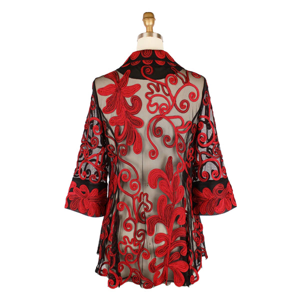 Two-Tone Soutache Swirl Dressy Jacket in  Red - 2394-RD - Size M Only!
