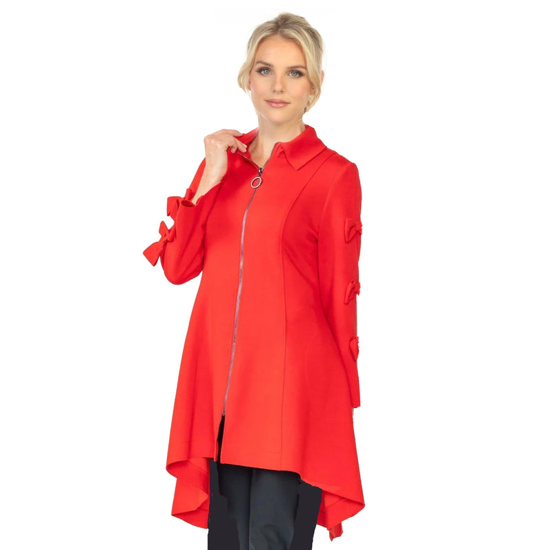Red Zip-Front High-Low Tunic Jacket - 4782J-RD