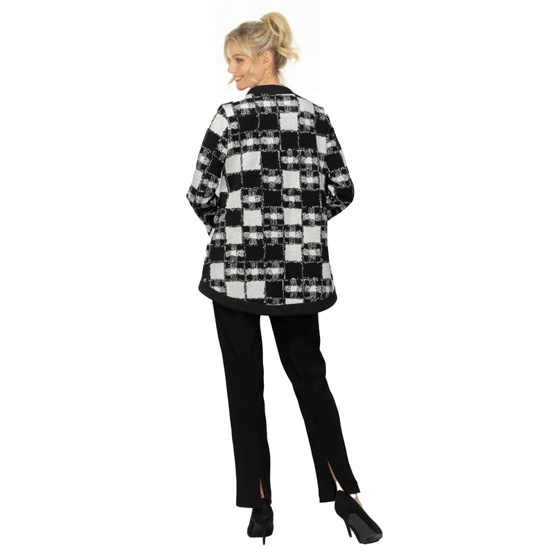 Modern Black & White Check Asymmetric Jacket - 7369J