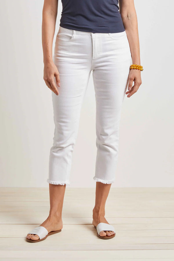 Stretch Denim Capri Jean in White- 11177-WT - Size 16 Only!