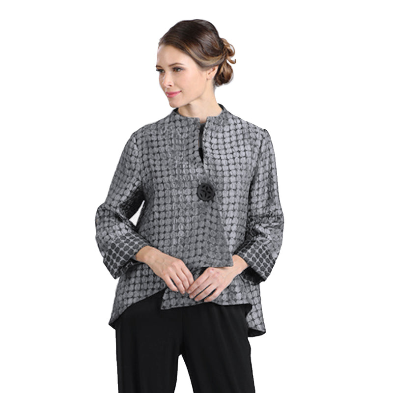 IC Collection Two-Tone Asymmetric Jacket in Grey/Black - 5281J-GRY