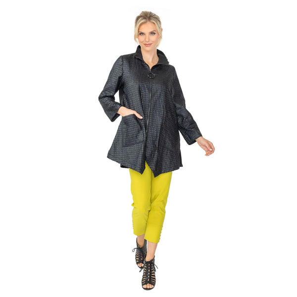 Geo-Jacquard Asymmetric Pocket Jacket in Black - 6751J-BLK