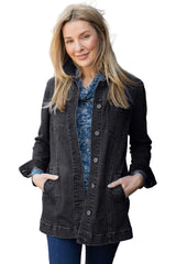 Long Stretch Denim Boyfriend Jean Jacket - 11410