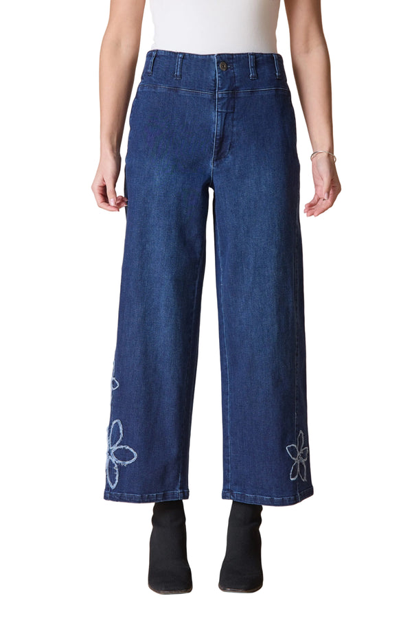 Stretch Denim Tossed Flower Jean - 11464