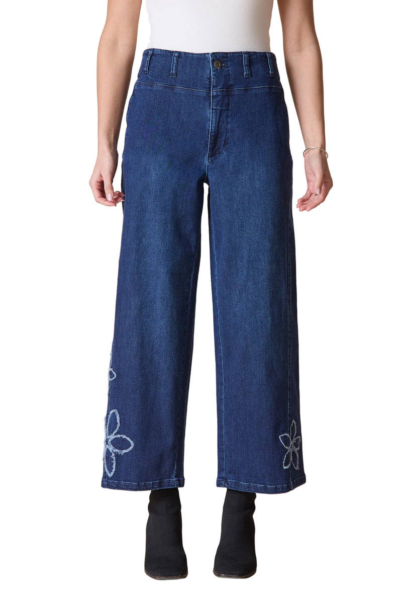 Stretch Denim Tossed Flower Jean - 11464