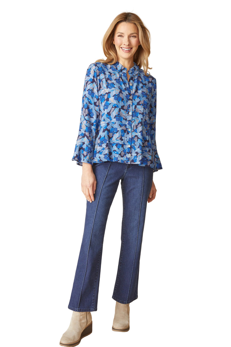 Stretch Denim Seamed Flare Jean - 11466