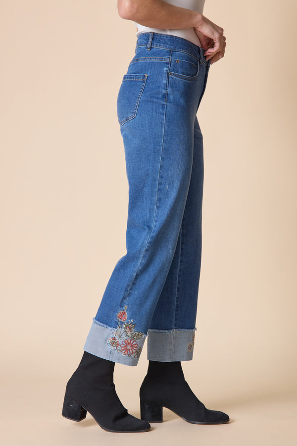 Habitat Stretch Denim Embroidered Cuff Jean - 11475