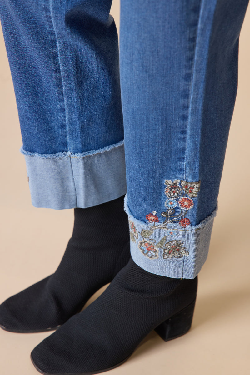Habitat Stretch Denim Embroidered Cuff Jean - 11475