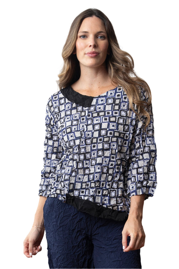 Crimped Crepe Squared Bias Pullover- 115127