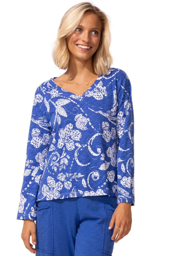 Peruvian Cotton Vintage Scroll Hi-Lo Tee - 11622