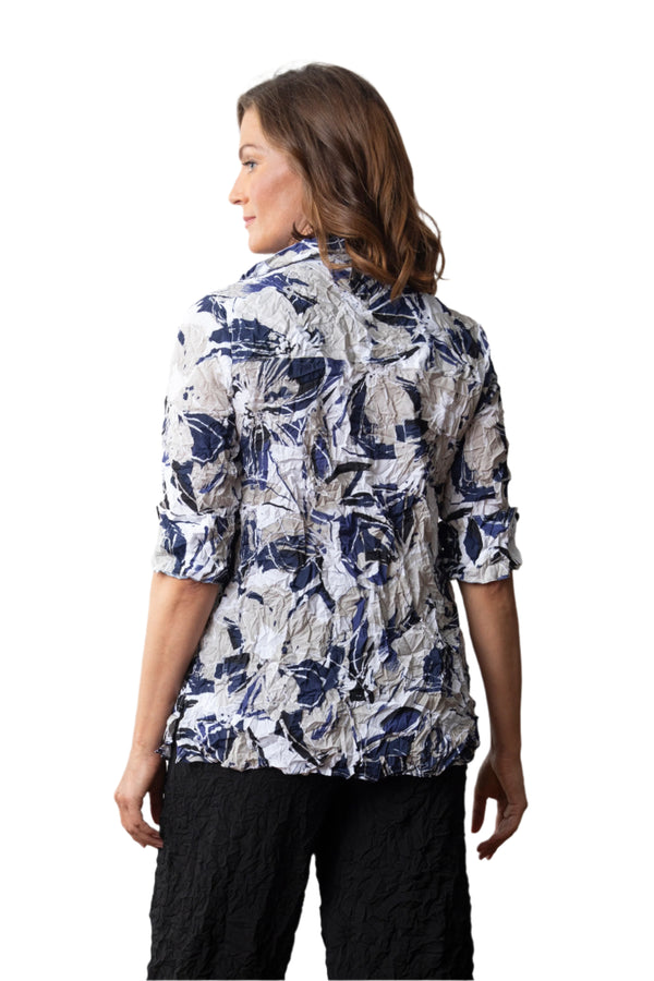 Crimped Crepe Floral Casey Tunic Shirt - 116385