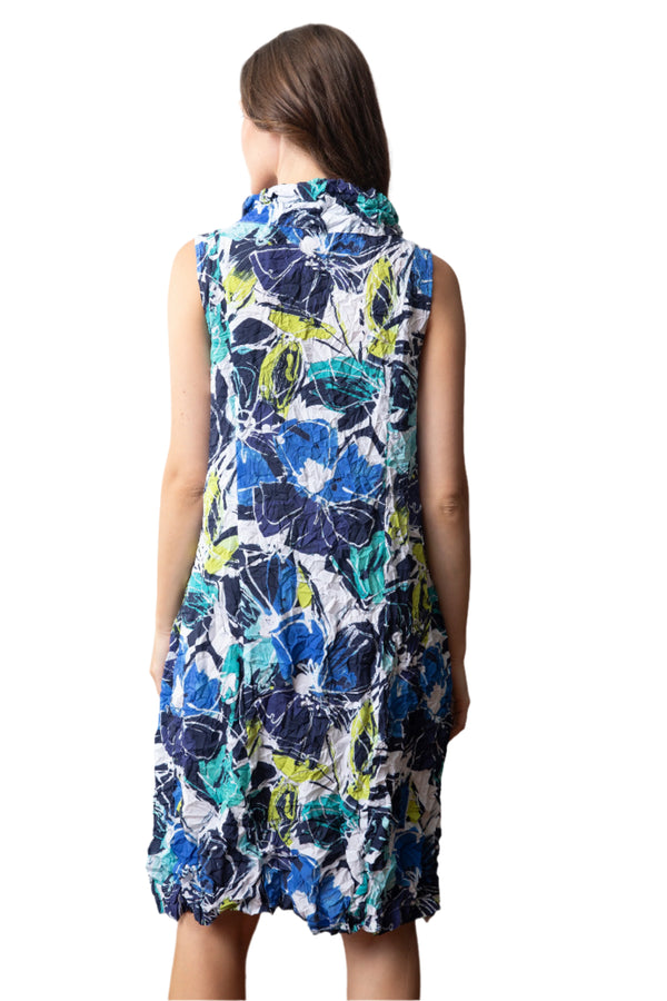 Crimped Crepe Floral Dress- 116549