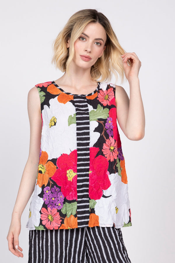 Siesta Floral Crinkle Crepe Swing Top - 119129