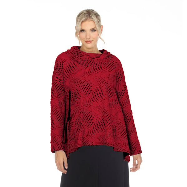 Moonlight Polka-Dot Sweater Tunic in Red - 3799-Red