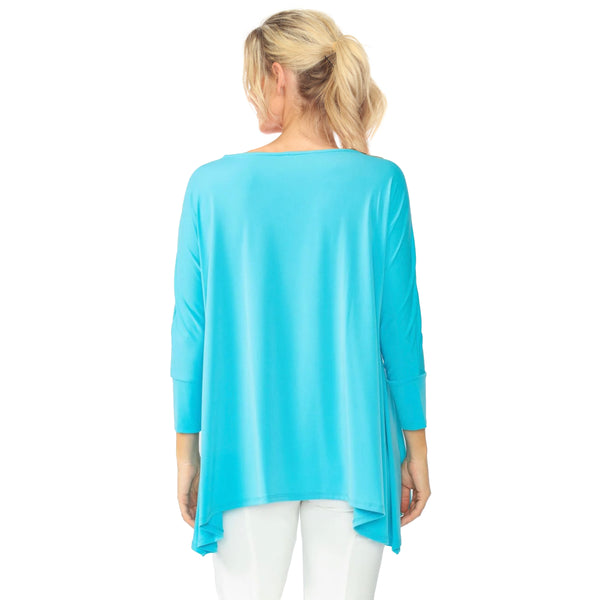 Solid Boat-Neck Tunic W/ Rosette in Turquoise - 5871T-TQ