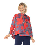 Blossom Jacquard Asymmetric Jacket in Red - 4758J-RD - Sizes M & XXL