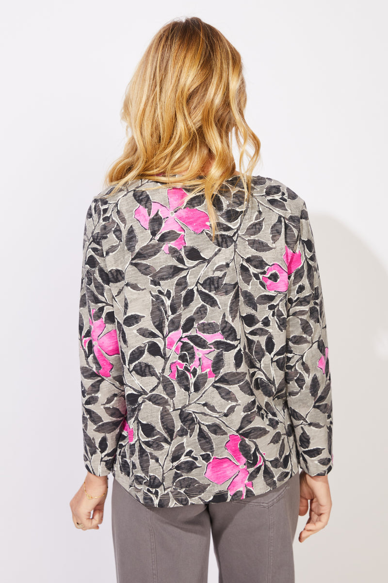 Foliage Floral Cotton Boxy Tee - 12125