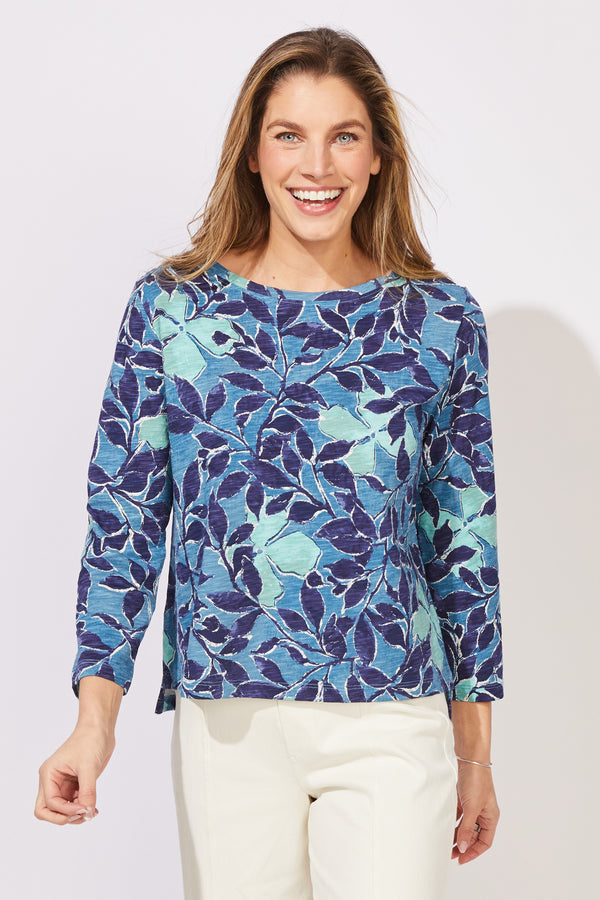 Foliage Floral Cotton Boxy Tee - 12125
