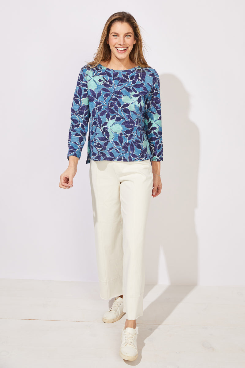 Foliage Floral Cotton Boxy Tee - 12125