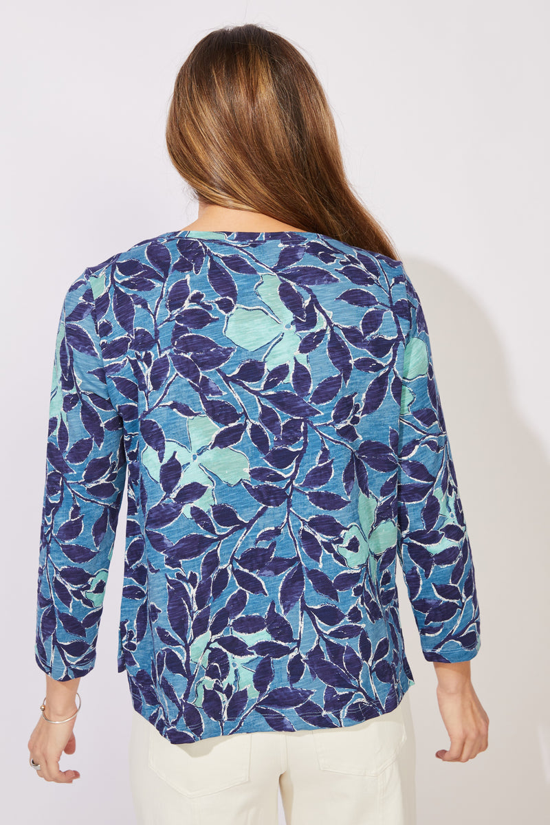 Foliage Floral Cotton Boxy Tee - 12125