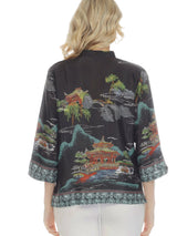 Pagoda Mountain Print Silk-Blend Blouse - 1213PM - Size  0X Only!