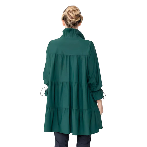 IC Collection Shirred Collared Jacket in Green - 4584J-GRN