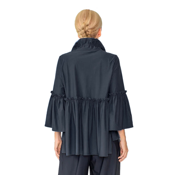 Tiered Peplum Parachute Jacket in Black - 4646J-BLK