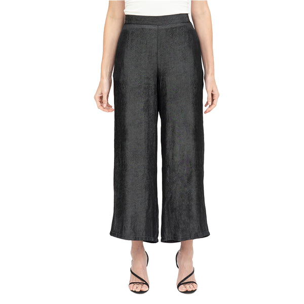 Wide Leg Chambray Pant in Black - 1222-BLK