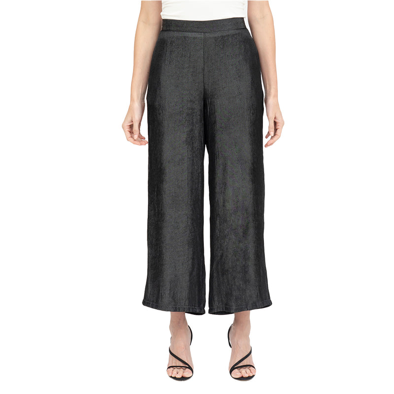 Damee Wide Leg Chambray Pant in Black - 1222-BLK