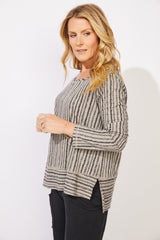 Peruvian Cotton Canyon Stripe Easy Tee — fog