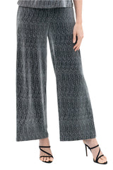 Pull-On Wide-Leg Rhinestone Embellished Pant in Silver - 1226-SLV