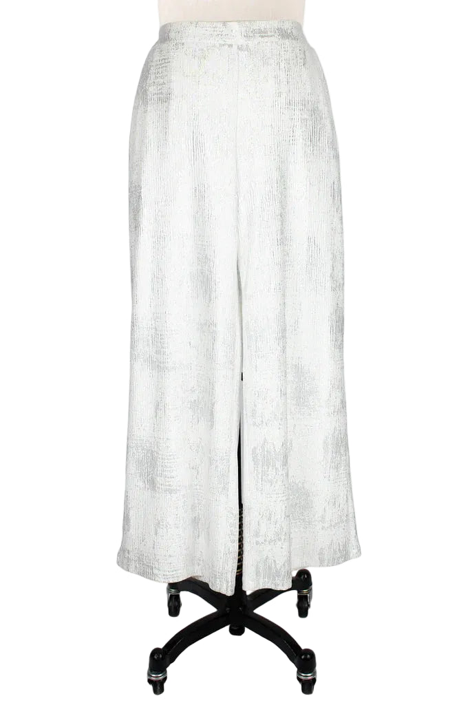 Textured Foil Wide Leg Pant in Silver/White - 1232-SLV