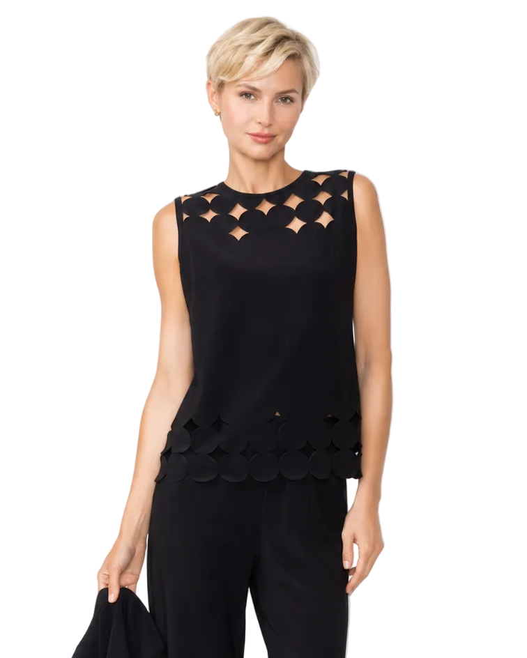 Polka-Dot Cut-Out Sleeveless Tank - C1234T
